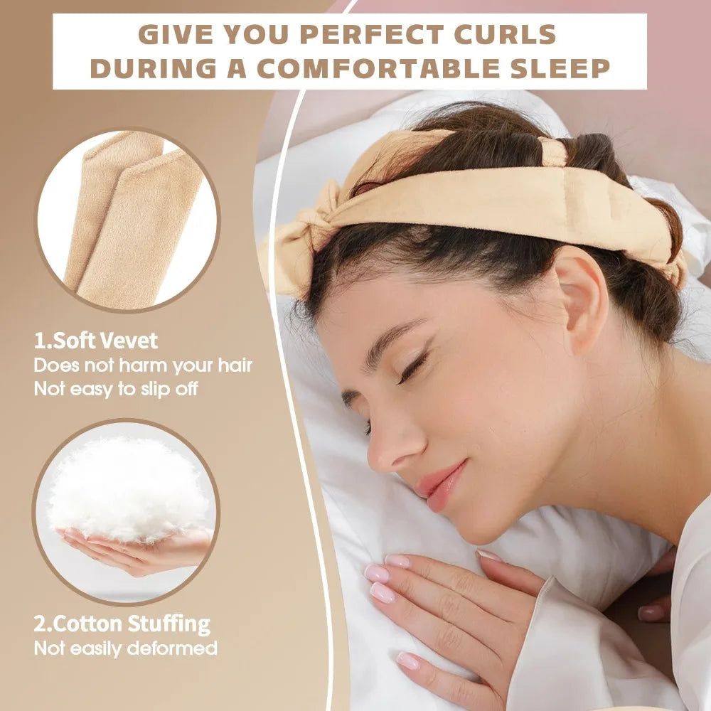 5Pcs Heatless Curling Rod with Storage Headband No Heat Hair Curler Lazy Rollers Soft Sleeping Curls Curling Hair Styling Tools