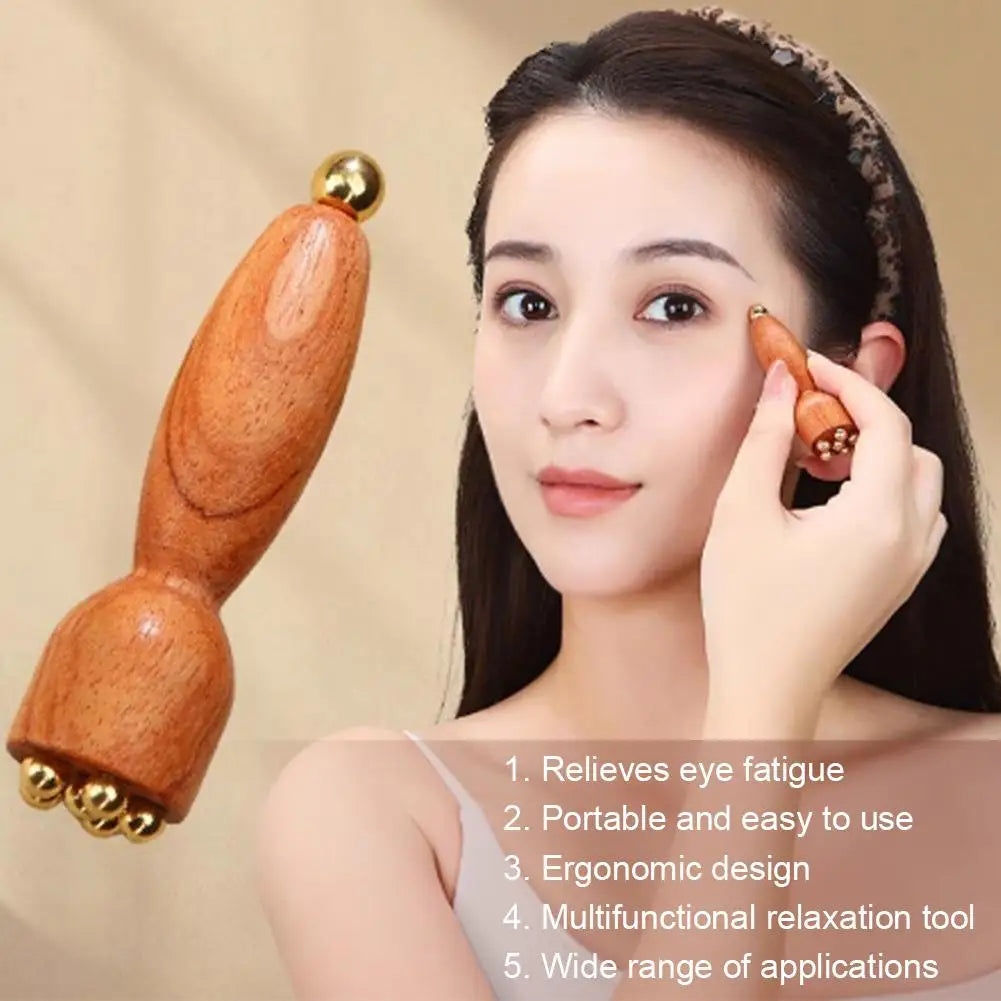 NEW Lotus Seedpod Brass & Rosewood Facial Gua Sha Tool Eye Relaxation Spot Meridians Acupoint Massage Handheld Eye Skin Care