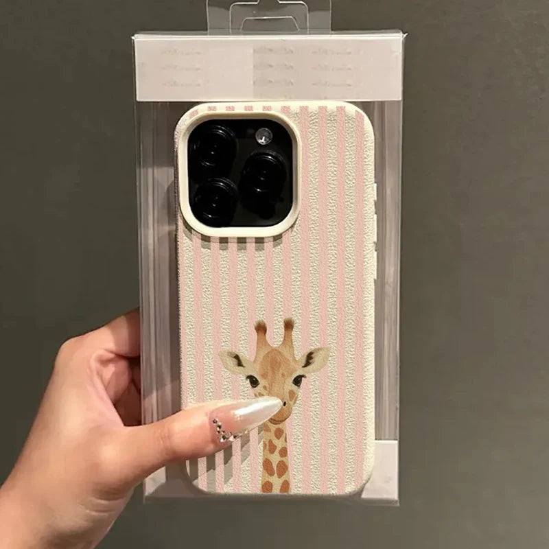 Phone Case For Xiaomi 15 14 13 15T 14T 13T Poco F7 F6 F5 M6 X7 X6 X5 Pro Striped Background Giraffe Illustration Patterns Cover
