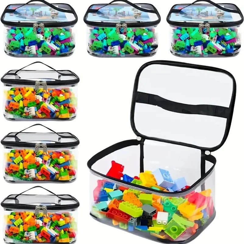 Transparent Mesh Zipper Toy Storage Bag - Large Capacity Puzzle and Block Organizer, Ideal for Toy and Building Block Storage So