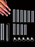 No C Curve Square Nail Tips-No C Curve Long Nail Tips-502Pcs No C Curve XXL Square Straight False Nail Tips Half Cover Clear Natural