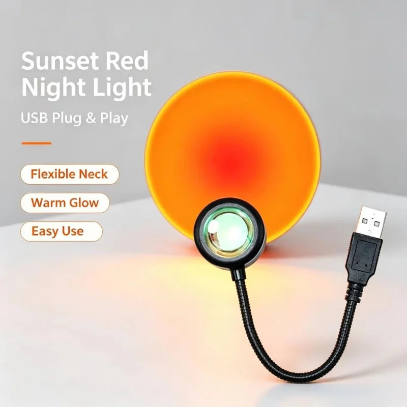 LED Sunset Lamp Nightlights USB Projector Birthday Party Decoration Mood Lights For Bedroom Living Room Wall Photography