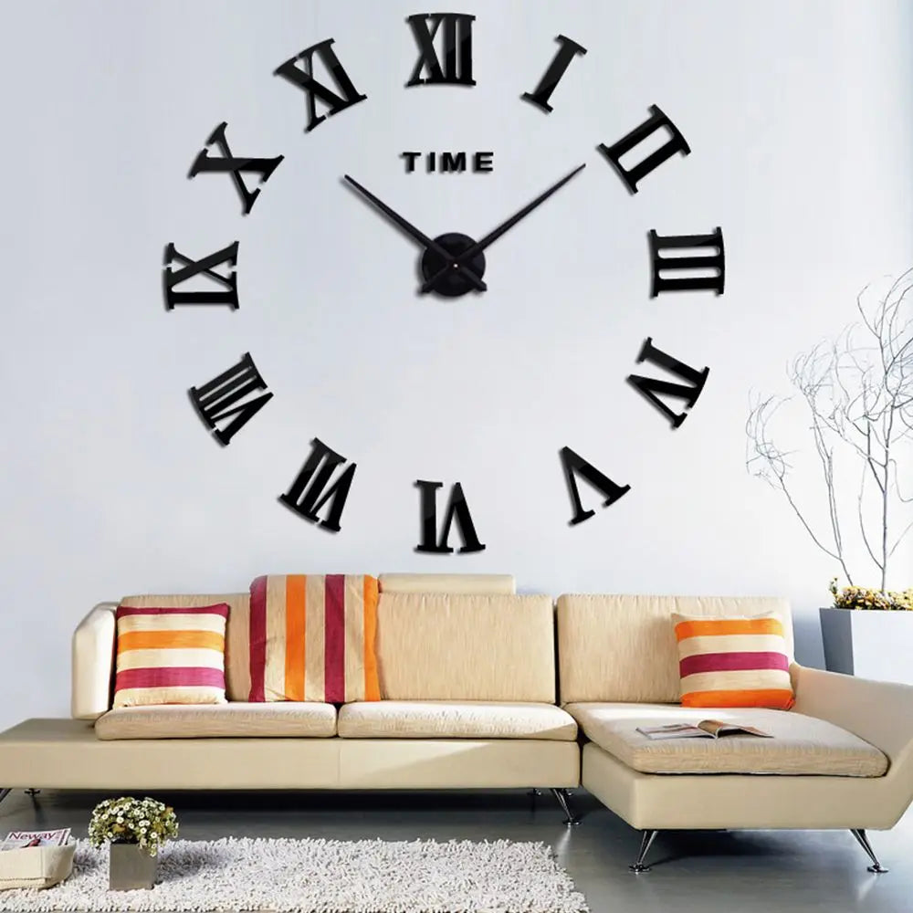 1PC 3D Roman Numerals Mirror Surface Wall Sticker Wall Clock Acrylic Sticker For Office Home Decor