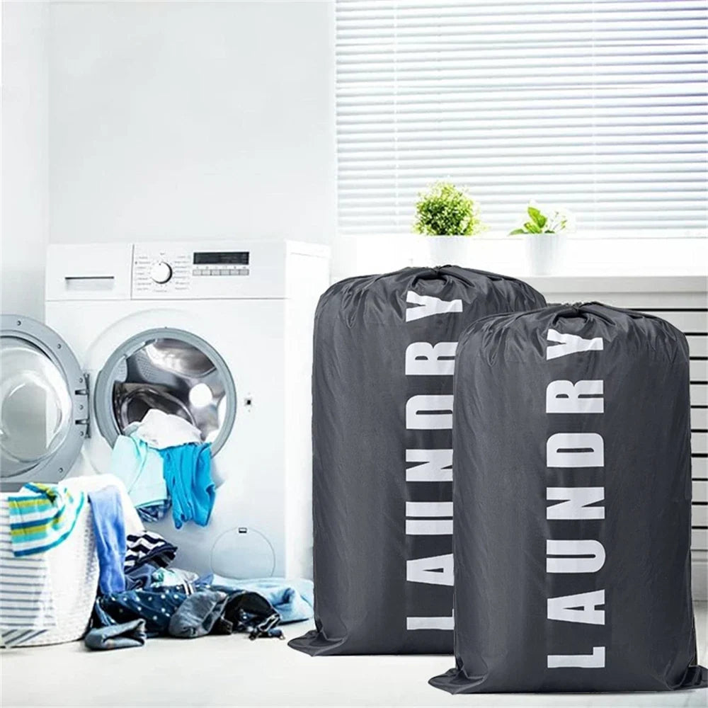 Grey High-capacity Laundry Bag Travel Storage Pouch Machine Washable Dirty Clothes Organizer Drawstring Bag Bathroom Accessories