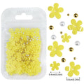 5G (450pcs) White Pink Blossom Spring Acrylic Flower Nail Rhinestones Mixed Pearl Beads 3D Floral Nail Gems White Resin Nail Par
