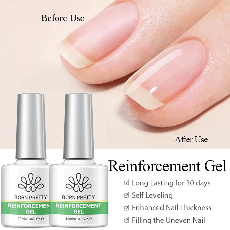 BORN PRETTY 10ml Clear Reinforcement Gel UV LED Soak Off Self Leveling Nail Strengthening Construction Repair Manicure DIY Salon