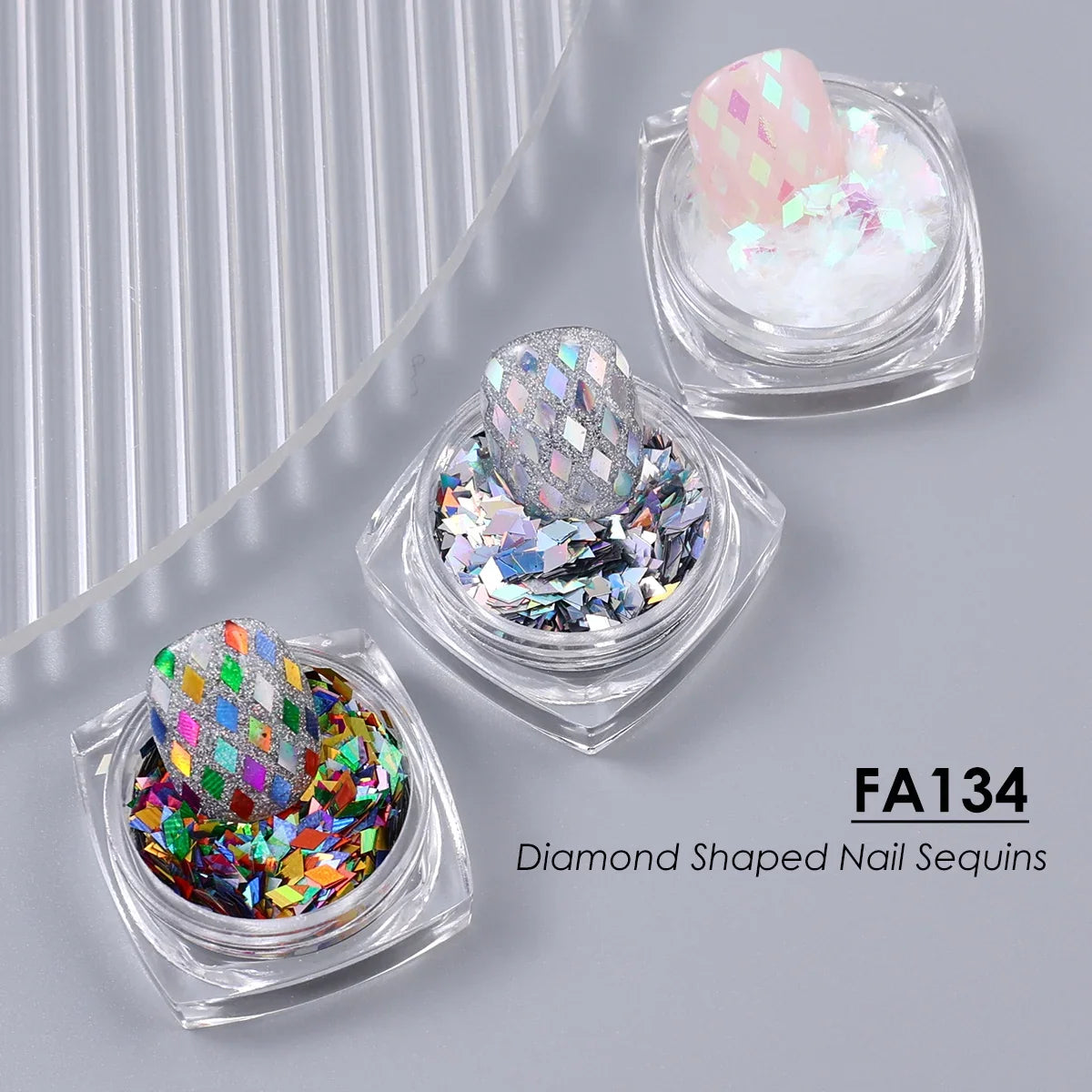 3pcs Rhombic Nail Glitter Flakes Laser Silvery Diamond Shape Sequins For Nails AB Colorful Chunky Sparkly DIY Manicure Accessory