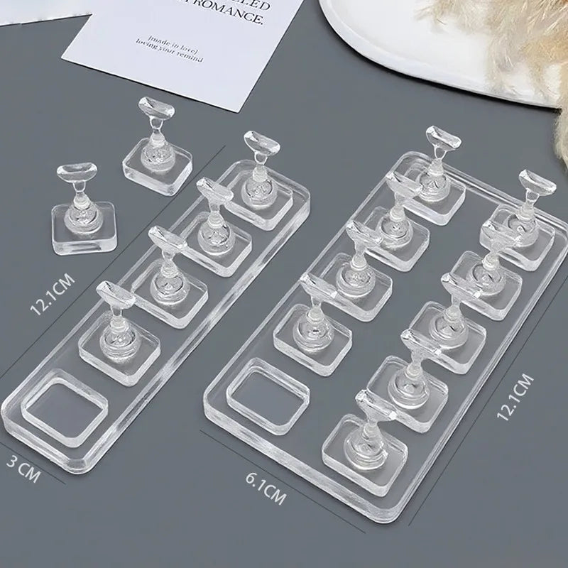 5/10pcs Transparent Nail Stand Non-Magnetic False Nails Holder Press on Nail Display Rack Acrylic Nail Training/Painting Tools
