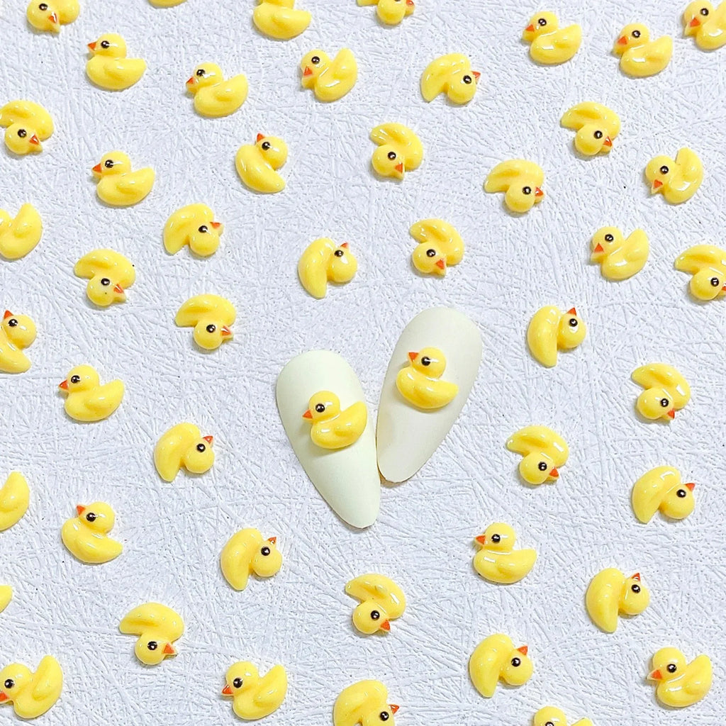 20pcs New Nail Art Cartoon Accessories Little Yellow Duck Resin Cute Nail Charms Decorations Supplies DIY 3D Cute Nail Art Parts
