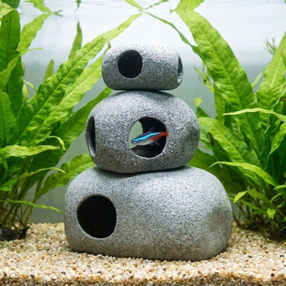 Purple Clay Aquarium Hideaway Rock Natural Touch Landscaping Decoration Fish Tank Cave Simulation Crafts Aquarium Decoration