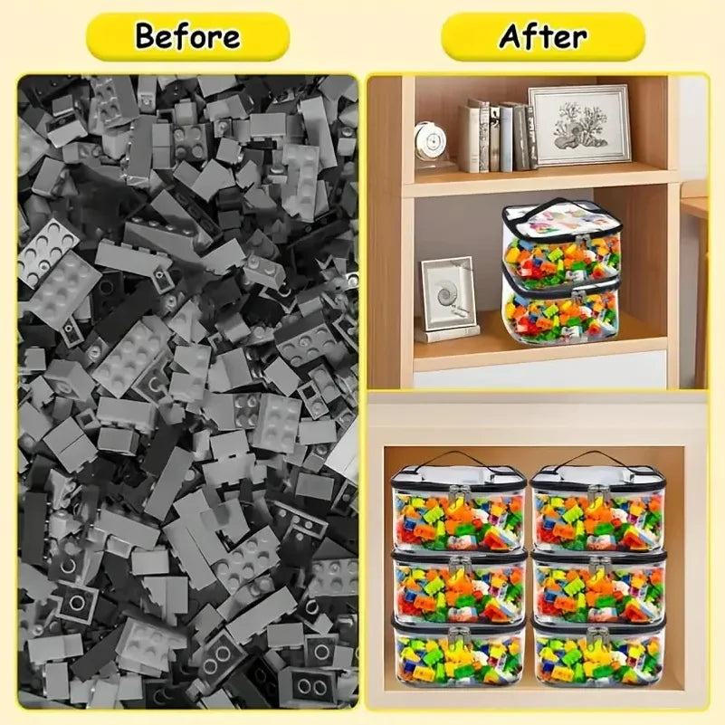 Transparent Mesh Zipper Toy Storage Bag - Large Capacity Puzzle and Block Organizer, Ideal for Toy and Building Block Storage So