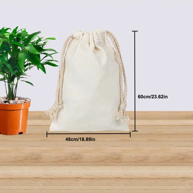 1~5pcs Natural Cotton Drawstring Storage Bags Christms Wedding Gift DIY Plain Pouch Reusable Home Organize Dustbag