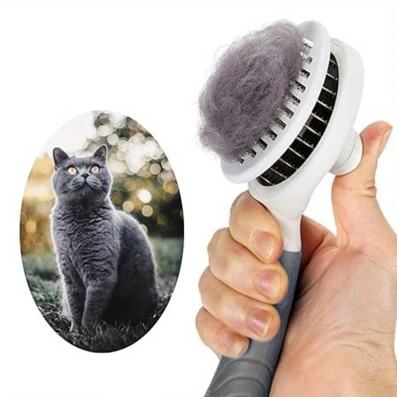 1 Cat and Dog Self-Cleaning Rake Brush, Pet Skin Friendly Beauty Brush, For Hair Removal of Dogs and Cats, Easy to Disassemble