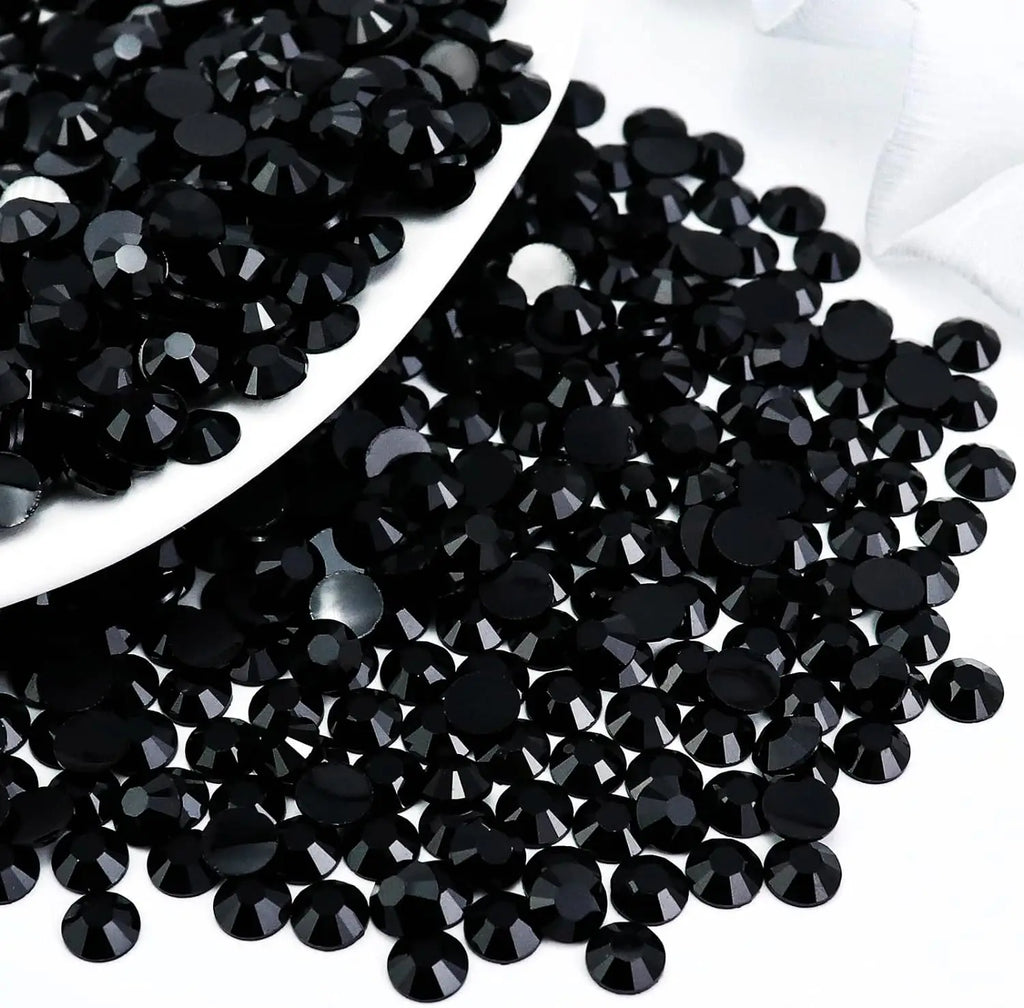 Black Flatback Resin Jelly Rhinestones 2mm 3mm 4mm 5mm 6mm Drill Faux Gems Bead for Crafts DIY Nail Art Charms Supplies