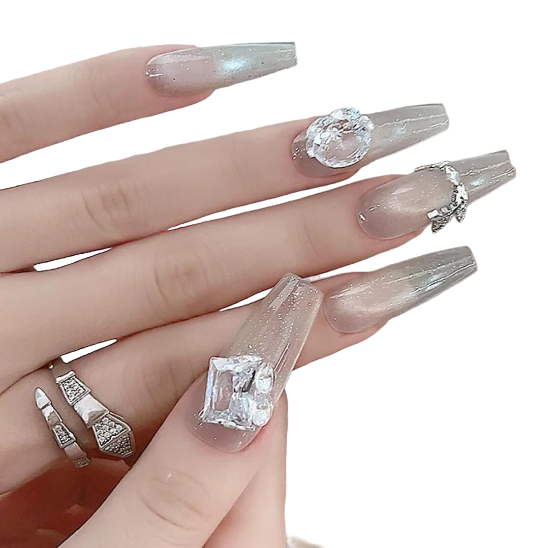 10pcs Clear Diamond Crystal Nail Rhinestones 3D Rectangle Oval Zircon Jewelry Nail Parts DIY Luxury Ice Tranparent Nail Gemstone
