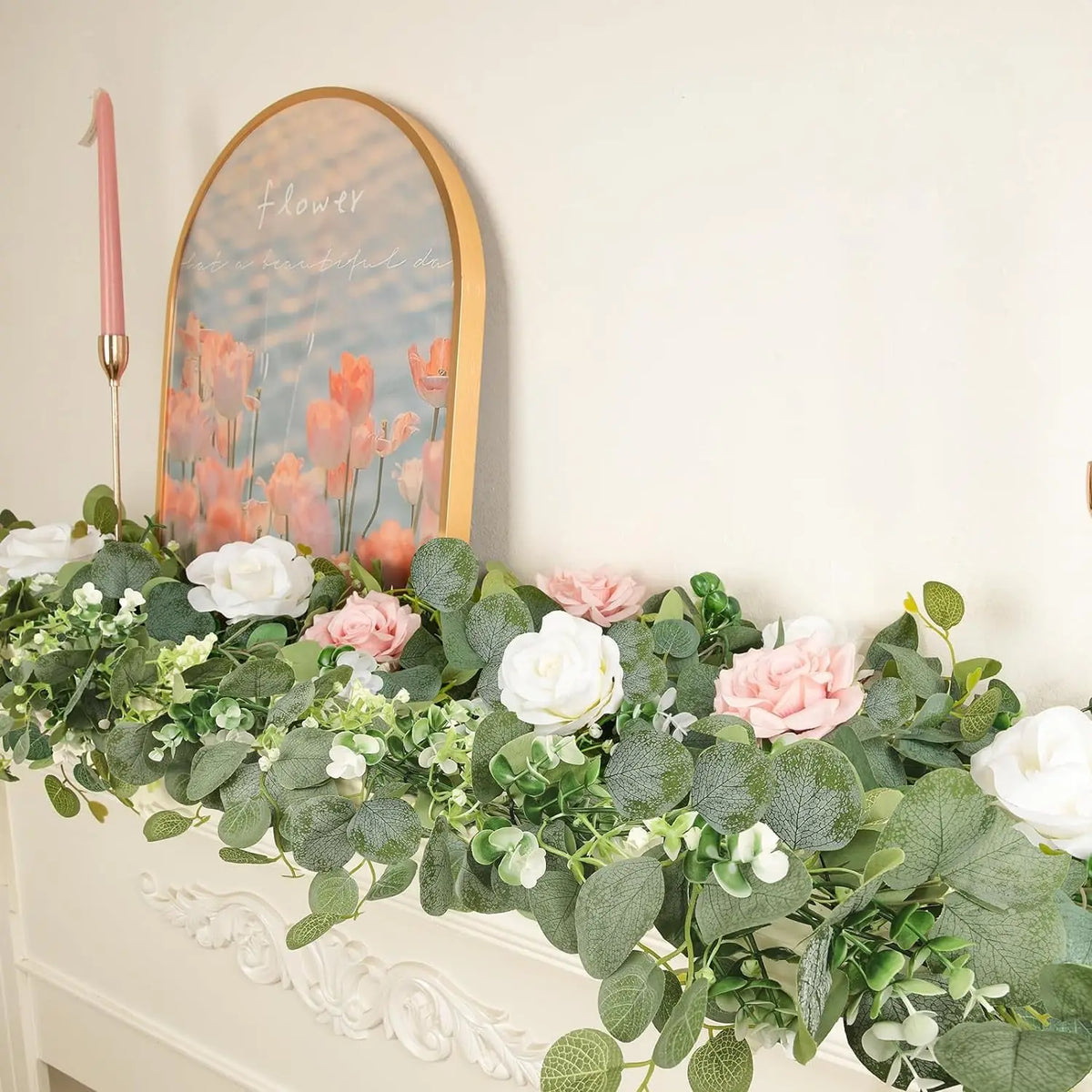 1/2/4PCS Artificial Eucalyptus Hanging Garland White Flowers Vines Fake Plants for Wedding Arch Wall Home Party Christmas Decor