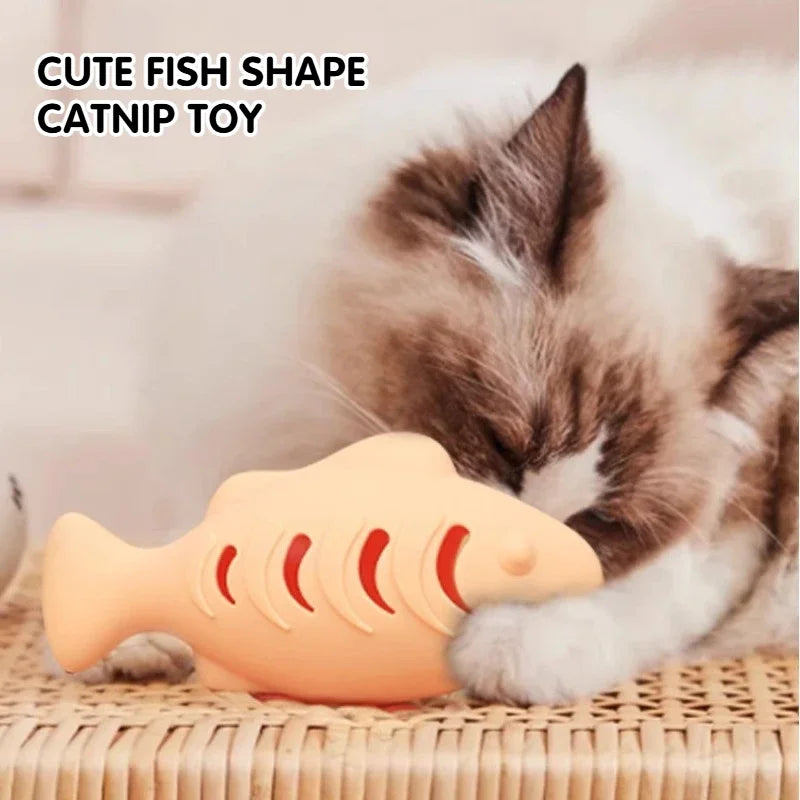 Soft Safe Silicone Fish Cat Toy Catnip Durable Molar Relaxing Self Entertaining Bite Resistant Chew Interactive Kitten Supplies