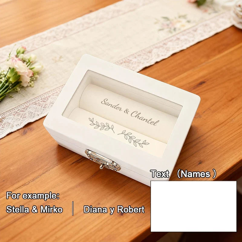 Personalized Wedding Ring Box Custom Wedding Ring Box for Ceremony Engraved Wedding Ring Box with Names Wedding Ring Holder