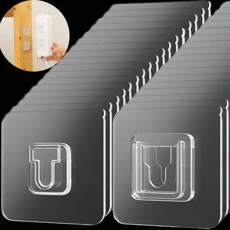 Double-Sided Self Adhesive Wall Hooks Strong Sticky Transparent Traceless Kitchen Bedroom Wall Hook Storage Holders Storage