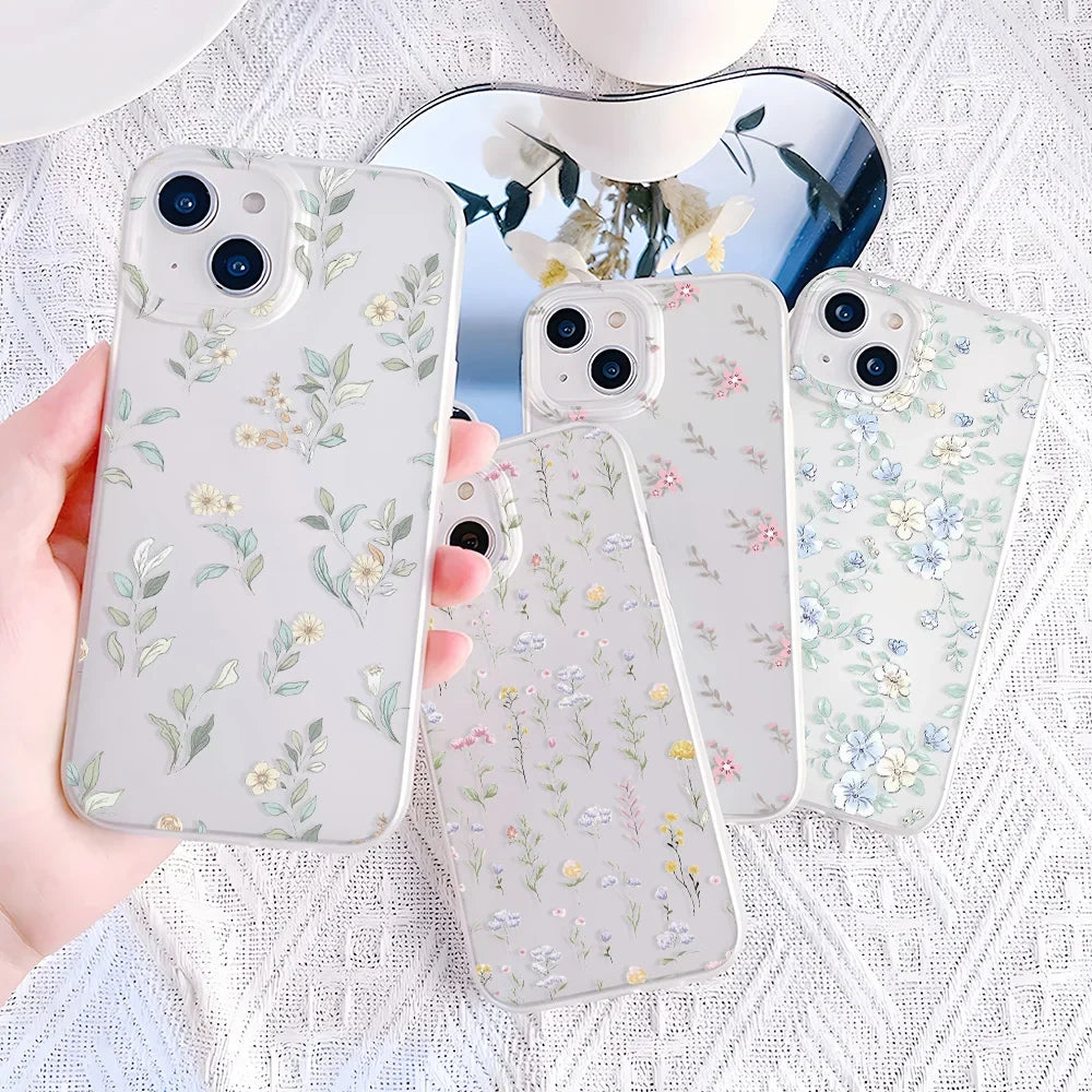 Luxury Silicone Phone Case For iPhone 15 Pro Fundas iPhone 13 11 16 Pro Max 12 Mini 14 Plus 11pro 13pro Shockproof Flowers Cover