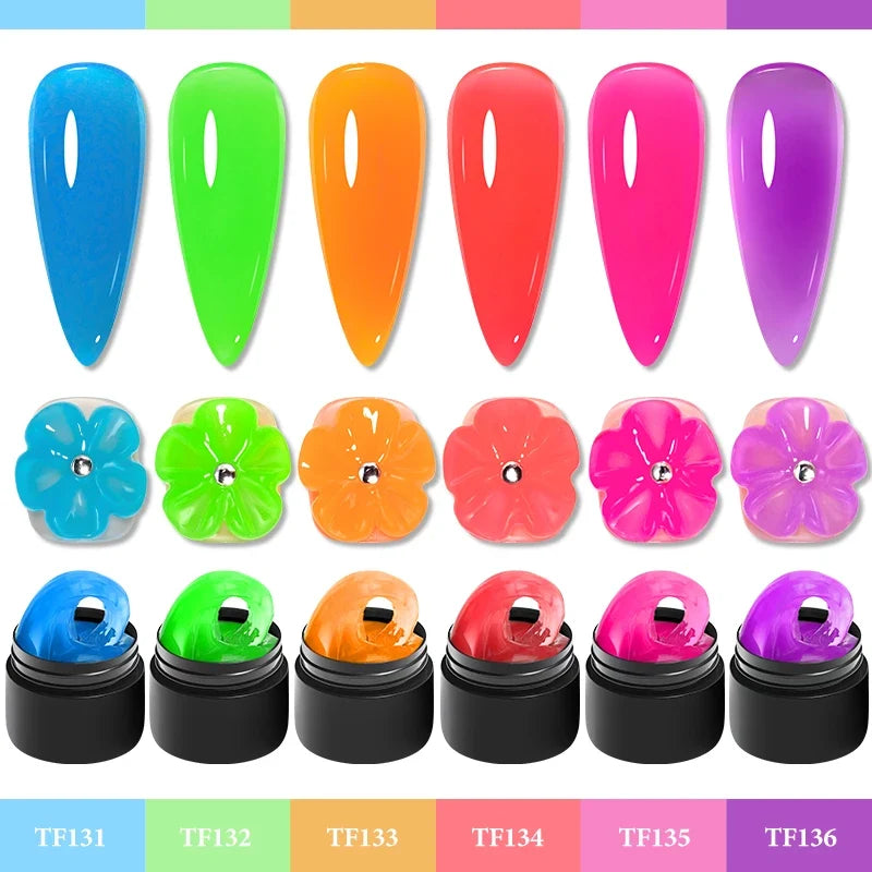 MEET ACROSS 8ml No Stick Hand Extension Gel Luminous Gel Nail Polish Bulider Gel Carving Flower Nail Art Shaping Acrylic Nail