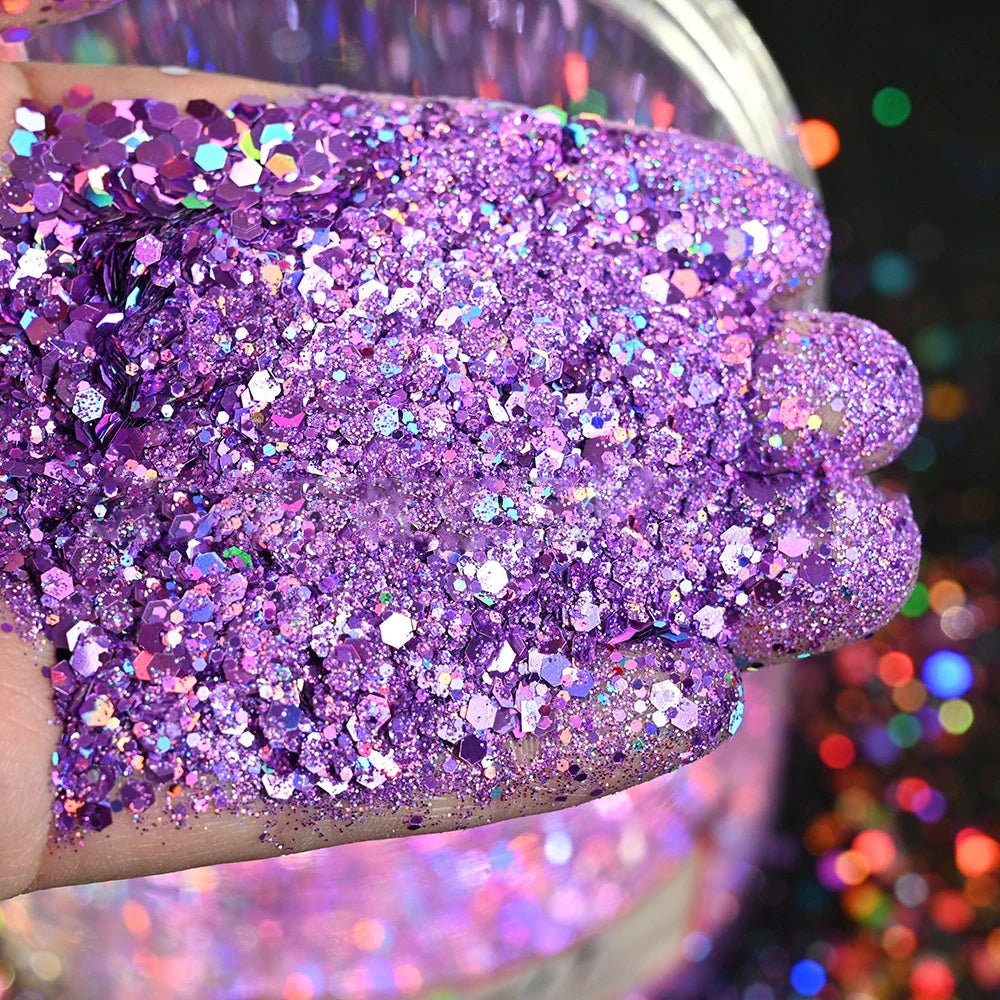 50g Christmas Red Chunky Glitter Sequins Mixed-Size Loose Bulk Chunky Glitter Nail Sequins Holographic Hexagon Flakes &*&