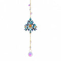Crystal Christmas Tree Suncatcher Hanging Ornament with Rainbow Prism Ball, Sparkling Window Decor for Home Garden Gift