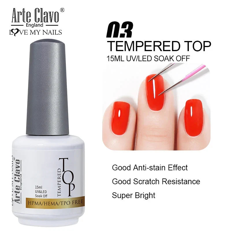 Arte Clavo HEMA TPO FREE 15ml UV LED Gel Nail Polish Soak Off Semi Permanent Daily Wear Universal Color For All Seasons Manicure