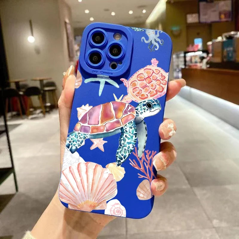 Colorful Painted Soft Silicone Phone Case For iPhone 11 12 13 14 15 16 Pro Max XS X XR 7 8 Plus 16E Shockproof TPU Cover