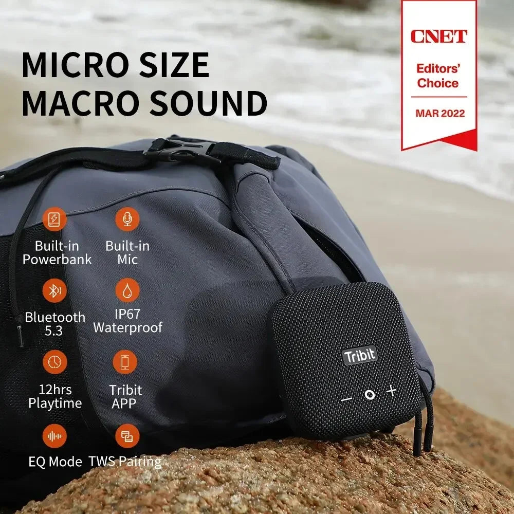 Tribit StormBox Micro 2 Portable Bluetooth Speaker for Bike Outdoor 10W Deep Bass Sound IP67 Waterproof 12H Playtime TWS Stereo