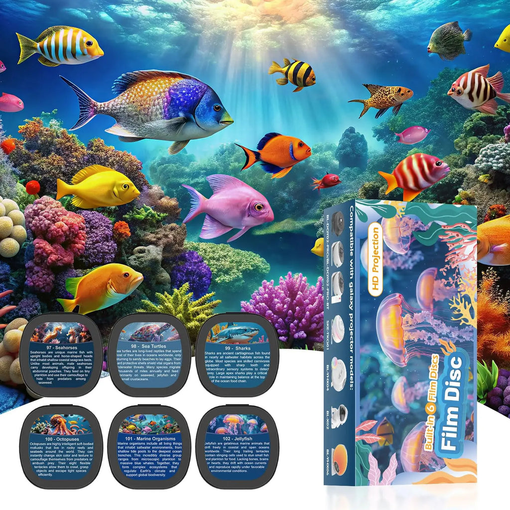 Galaxy Projector Pro Disc Device Not Included Ocean Version Realistic Planetarium Night Light 6 Film Discs 4K HD Bedroom Birthda