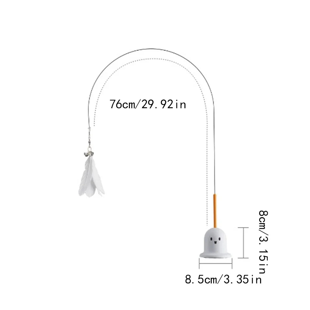 Cartoon Suction Cup Cat Teaser Wand - Bite-Resistant Feather Bell, Long Stick for Kittens Self-Play