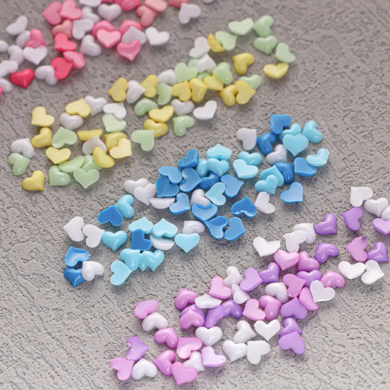 100PCS 5MM 3D Acrylic Nail Art Heart Charms Kawaii Accessories Part For Manicure Nails Decoration Design Supplies Materials