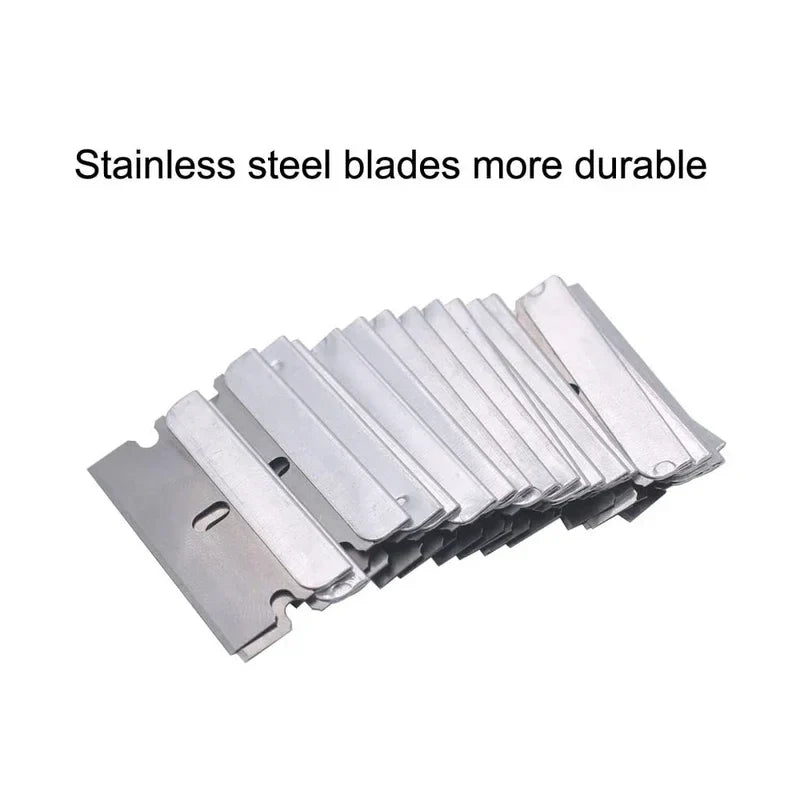 50pcs 100pcs Razor Blade Scraper Metal Glass Glue Cleaner Remover Knife Replacement Carbon Steel Blade Car Tinting Tool