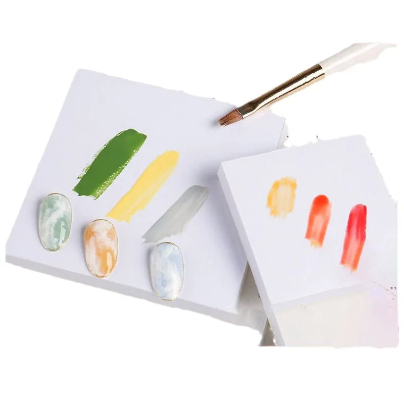 Disposable Nail Tinting Palettes 50pcs, Tearable Glue Paper, Nail Polish Color Mixing Tray, Waterproof Display Board