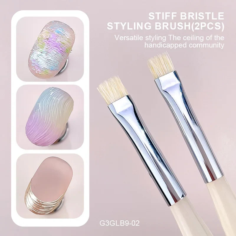 Kaniu 1/2Pcs Hard Bristle Nail Art Brush Beginner Friendly Modeling Brush Gel Painting Stripe Pen for DIY Nail Art Painting Tool