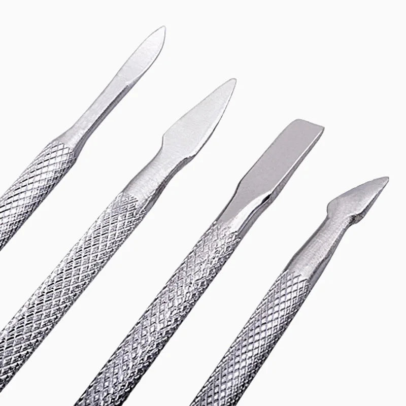 4 Pcs/Set Steel Double-ended Cuticle Pusher Dead Skin Remover Manicure Cleaner Care Nails Art Tool All for Manicure Set