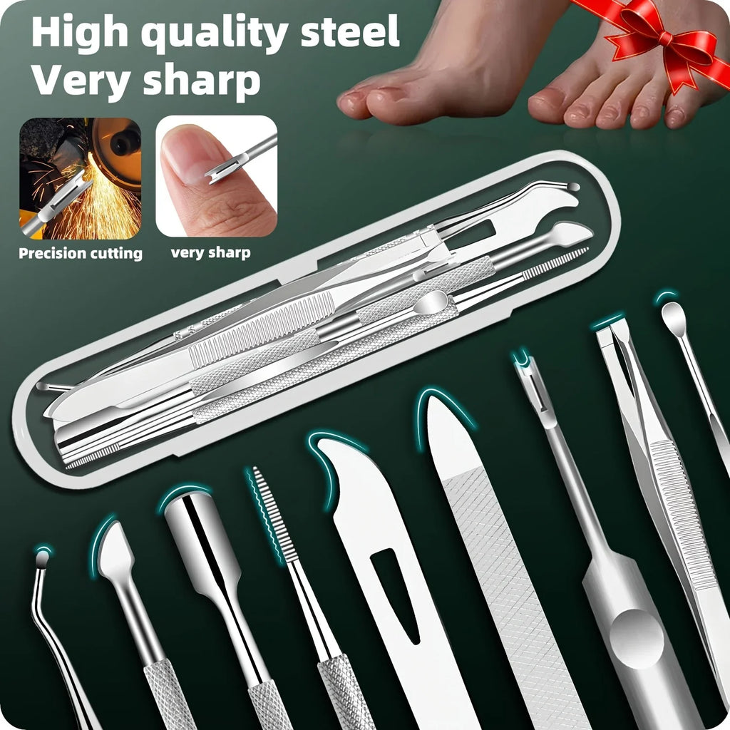 7pcs Stainless Steel Cuticle Remover Kit,Premium Ingrown Toenail Removal Tool Kit, Best Gift, Pedicure Tools, Manicure Nail Kits