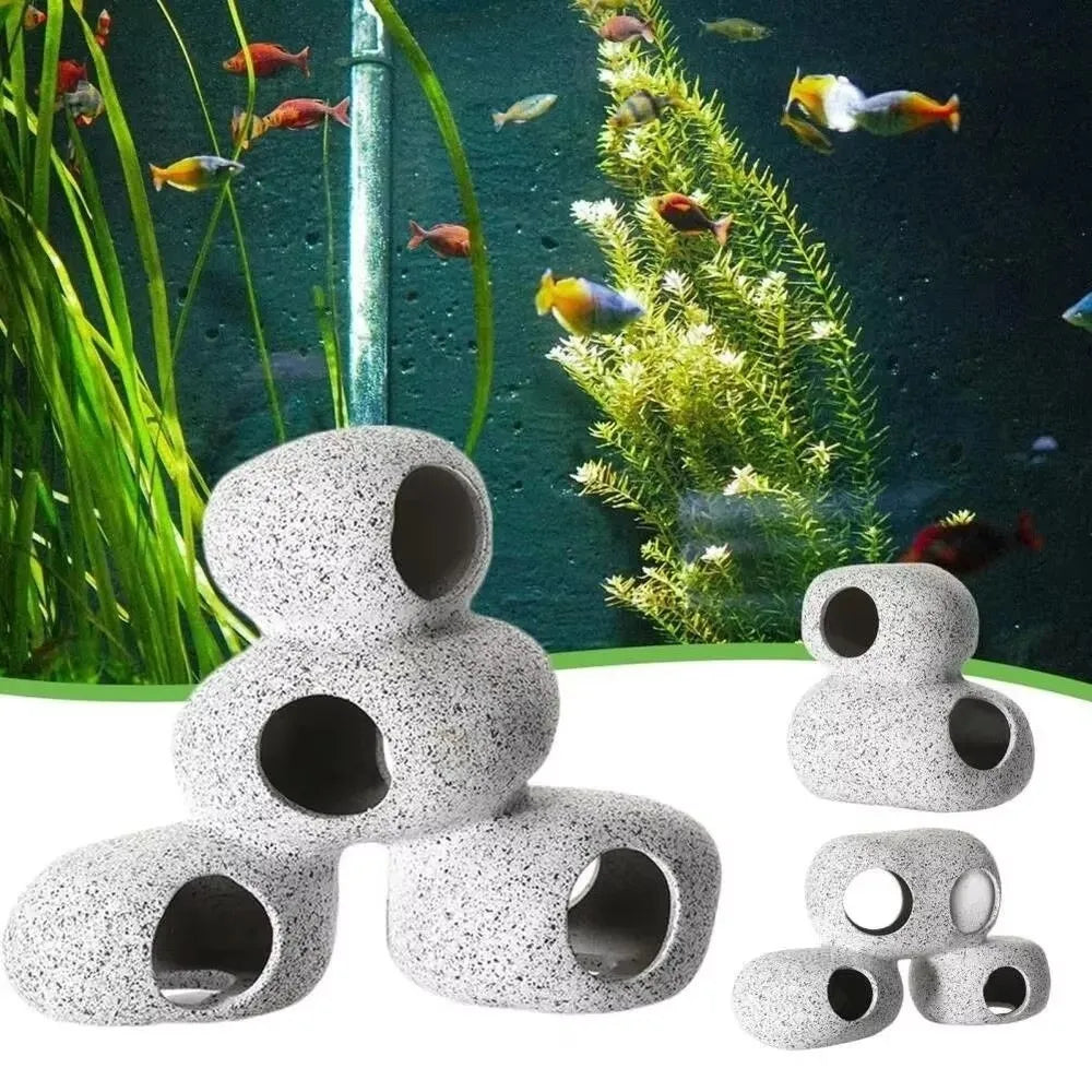 Purple Clay Aquarium Hideaway Rock Natural Touch Landscaping Decoration Fish Tank Cave Simulation Crafts Aquarium Decoration