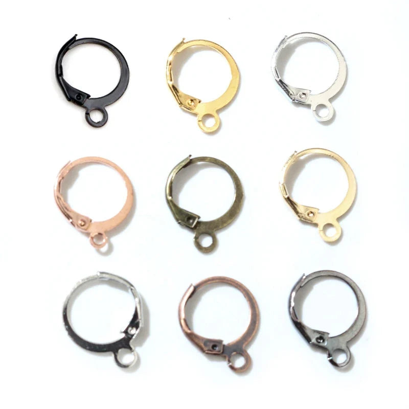 30-50pcs/lot Gold Silver French Lever Earring Hooks Wire Settings Base Hoops Earrings For DIY Jewelry Making Supplies Wholesale