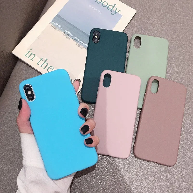 Silicone Candy Color Case for iPhone 11  8 Plus 7 6 6S plus Soft Cover candy Phone Cases for iPhone 11 12 13 14 Pro XR X XS Max