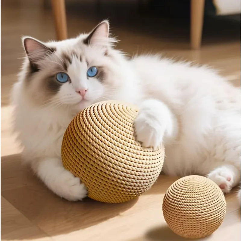 Interactive Cat Toy Ball Natural Sisal Scratching Eco Friendly Kitten Play Toys Chase Roller Pet Enrichment Teeth Cleaning