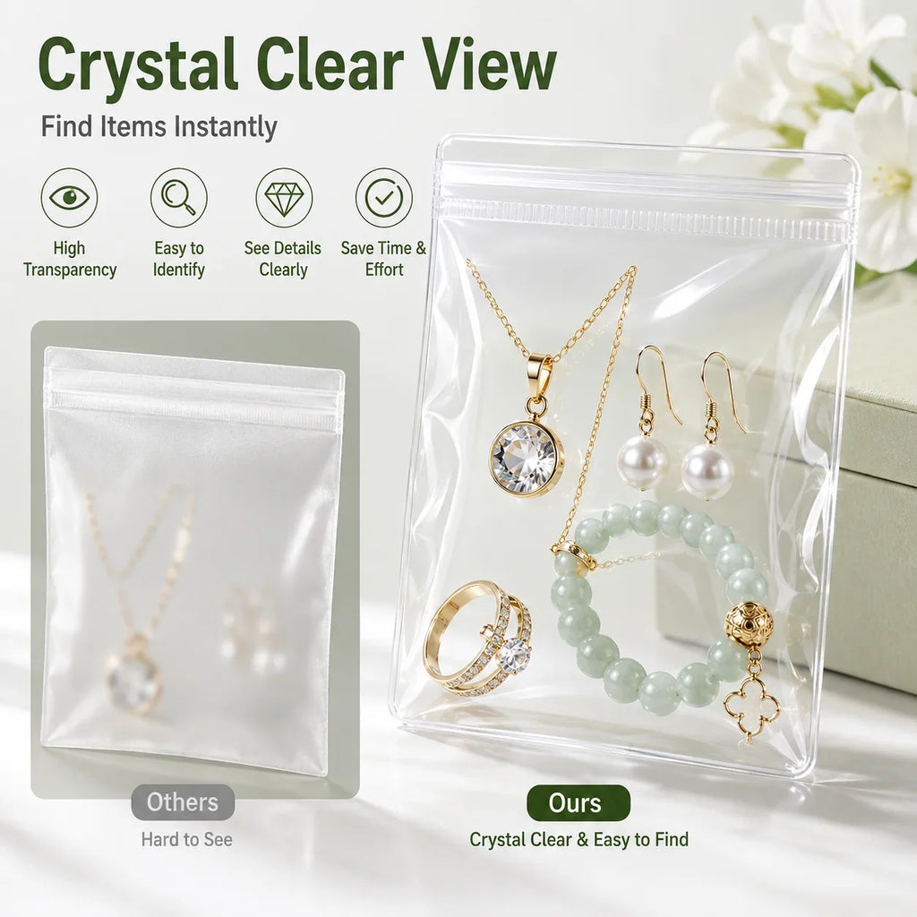100\20PCS Clear Resealable Plastic Bags Mini Zip Seal Jewelry Pouches for Rings Earrings Necklaces Beads Coins DIY Craft Storage