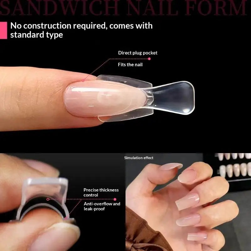 60/240/300Pcs Sandwich Nail Forms 15 Sizes Oval Extension Dual Form No Paper Forms Needed Easy Nail Extensions Manicure Tool