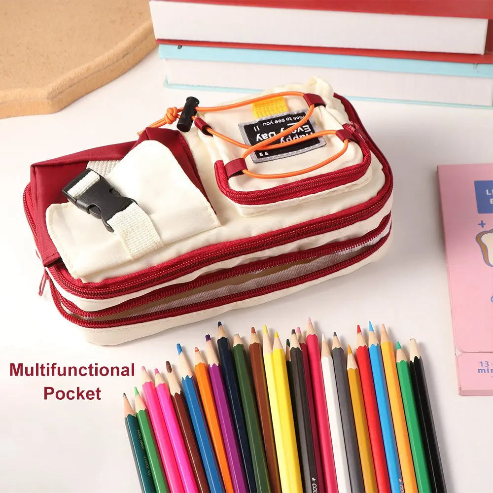 Pencil Holder Large Capacity Student Stationery Bag High Appearance Multilayer Pencil Pouch Dirt-resistant Pen Bag Children