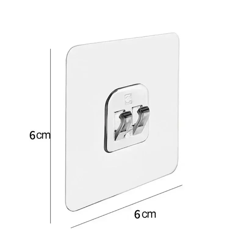 Single and Double Hook Self Adhesive Wall Hooks Transparent Traceless Waterproof Storage Hanging Hangers for Kitchen Bathroom