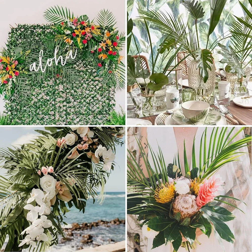 5/15Pcs Artificial Plants Tropical Palm Tree Leaves Home Garden Decoration Accessories Photography Props Festival Wedding Supply