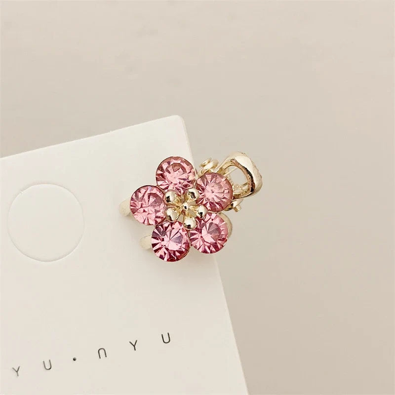 Mini Rhinestones Flower Hair Claw Clips  Non Slip Grip for Thick Hair Strong Hold Hair Jaw Clip Hair Accessories