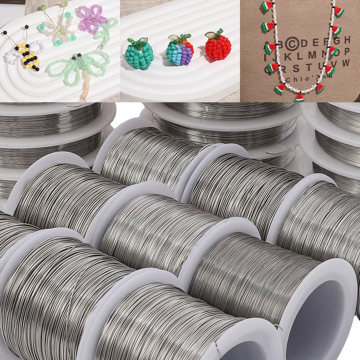 1Roll 304 Stainless Steel Wire Handmade Beading Wire, Size 0.2-0.6mm, For DIY Craft And Jewelry Making Supplies