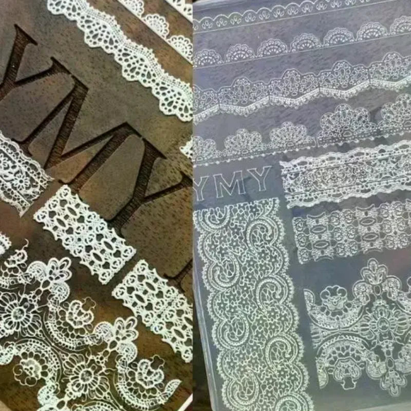 Fine Quality DIY 3D Silicone Nail Mold for Lace Ribbon Designs, Transparent Templates for Nails and Jewelry Crafts